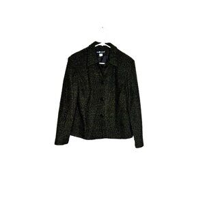 Sag Harbor Womens Tweed Button-Front Jacket Size 10 Multicolor Wool Blend